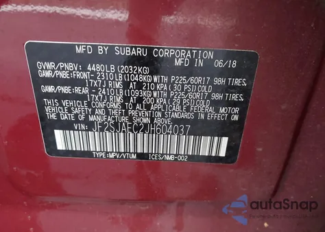 2018 Subaru Forester 2.5I Premium из США, поврежденный, VIN JF2SJAEC2JH604037